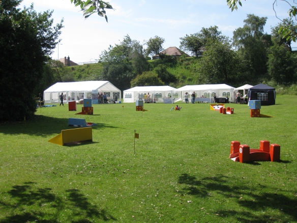 The gazebos for the craft stalls and the crazy golf 